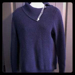 Liz Claiborne Navy Blue Sweater w/Button Collar